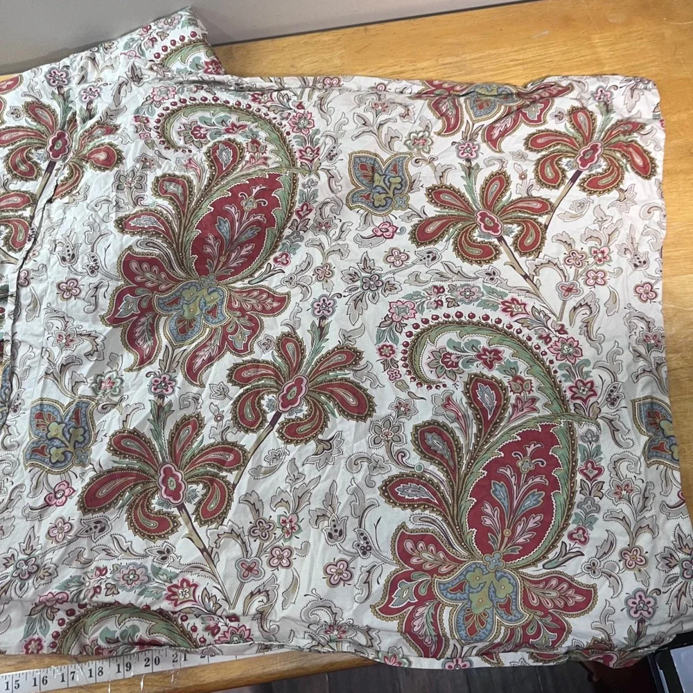 Pottery Barn Duvet Cover Set Full/Queen Red Paisley Vtg Excellent Cotton